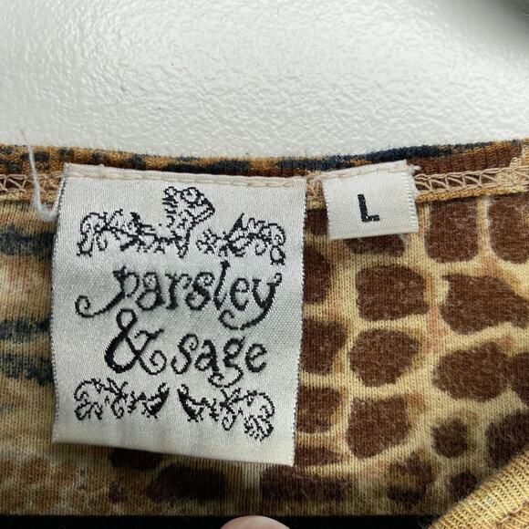 Y2K 2000s 90s Parsley & Sage Animal Print 3/4 sleeve top artsy avant garde L - Picture 8 of 9